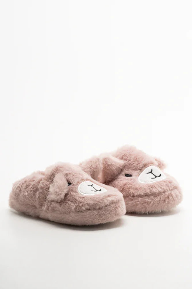 Happy Teddy Slippers Pink