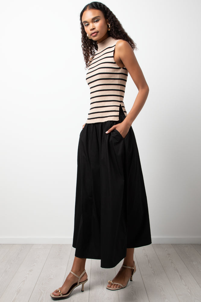 Stripe Sleeveless Vest Black And Natural