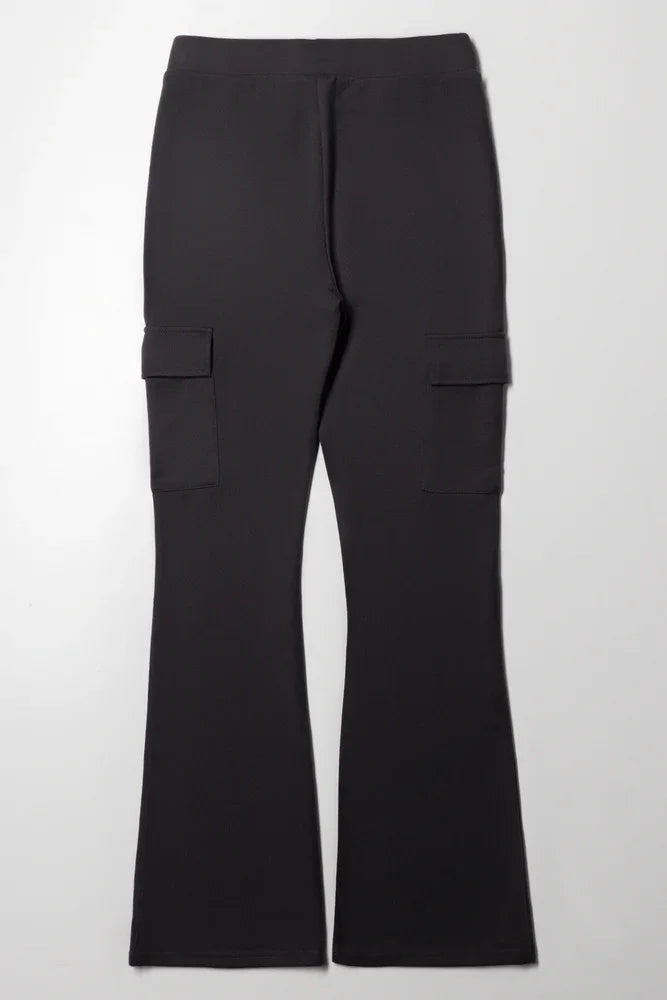 Cargo Flare Leggings Charcoal (2)