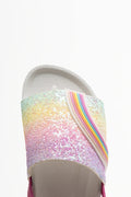 Rainbow Glitter Slides White (4)