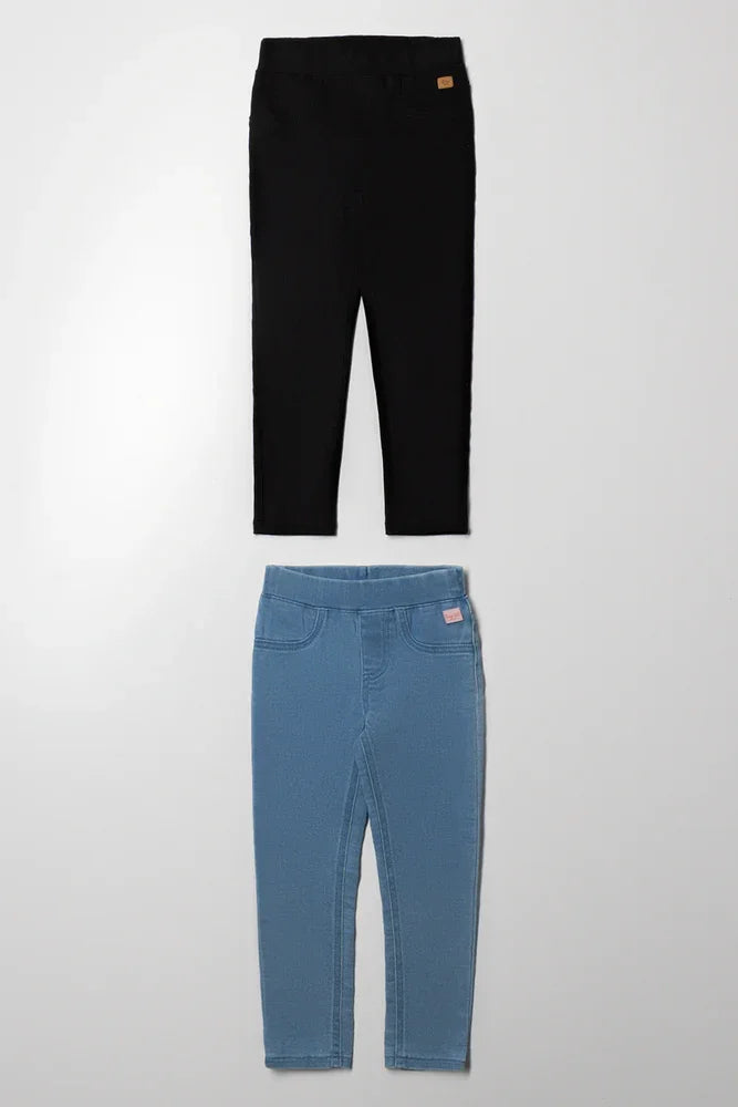 2 Pack Jeggings Black And Blue