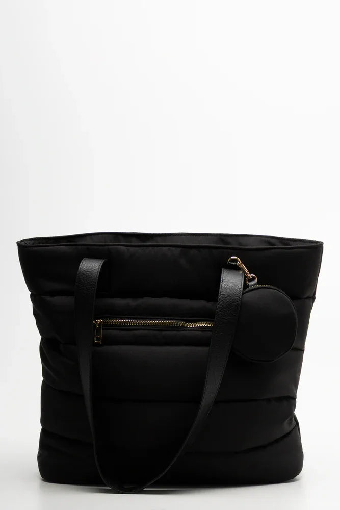 Large Puffer Tote Bag Black