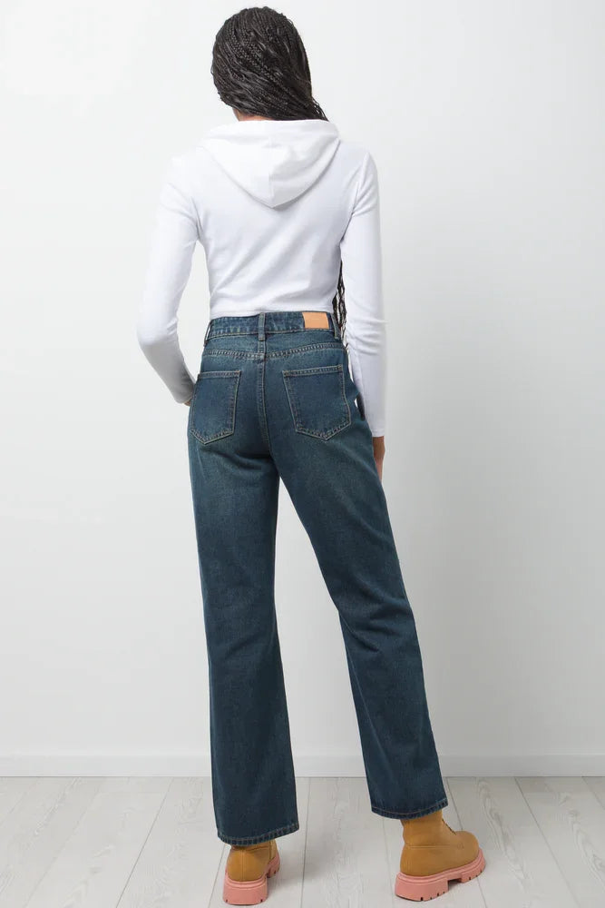 Ripped Straight Leg Denim Jeans Blue (3)