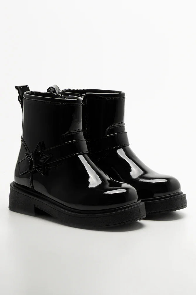 Star Double Strap Boots Black