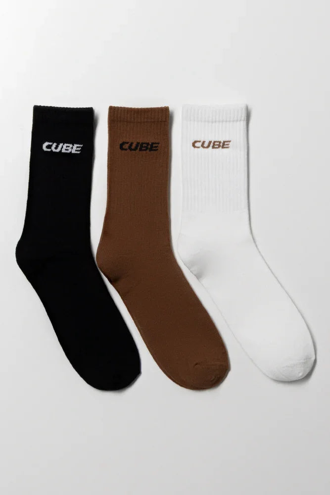 3 Pack Socks Black, Brown And White