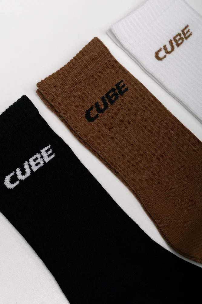 3 Pack Socks Black, Brown And White