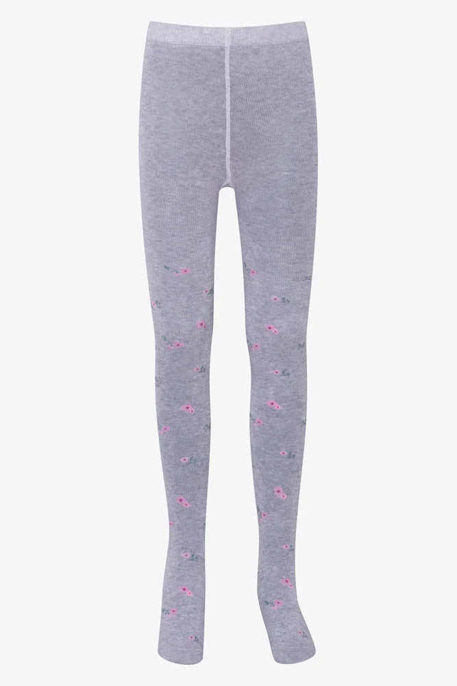 2 Pack Flower Tights Blue And Grey