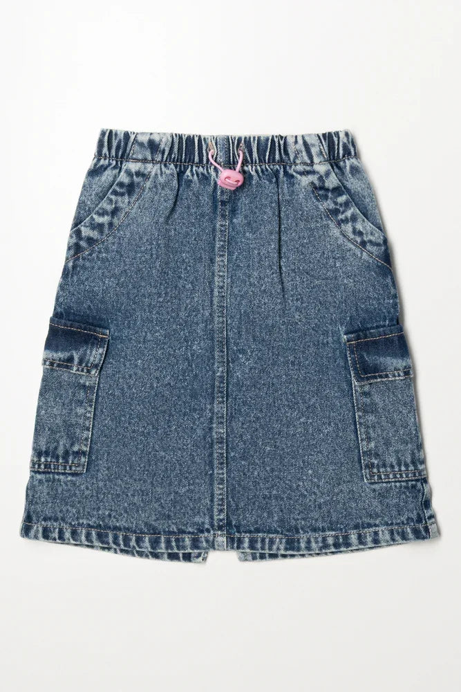 Midi Cargo Denim Skirt