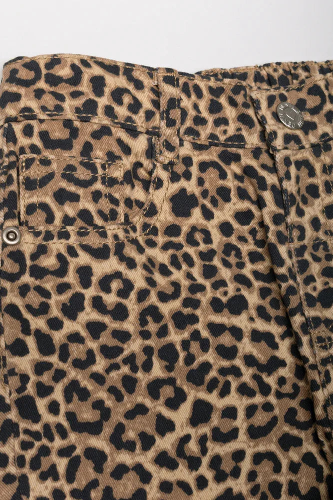 Animal Print Flare Denim Jeans Brown