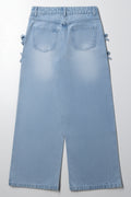 Bow Detail Straight Leg Denim Jeans Light Blue (2)