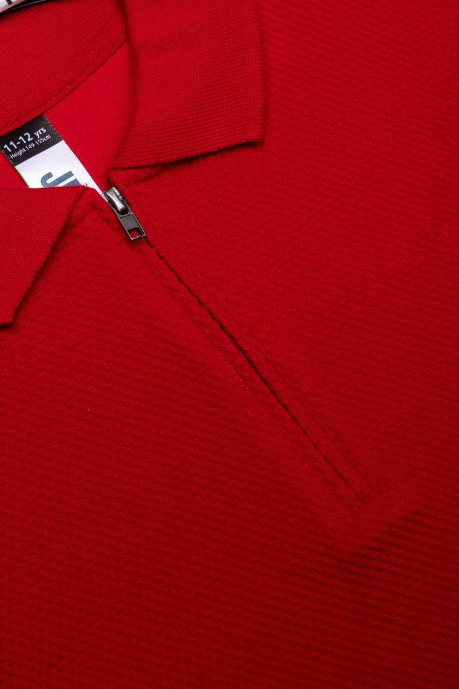 Short Sleeve Textured Golfer Red