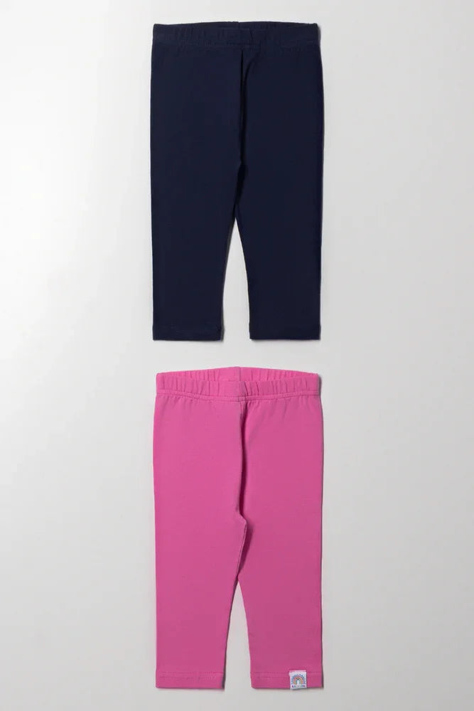 2 Pack Leggings Navy And Pink