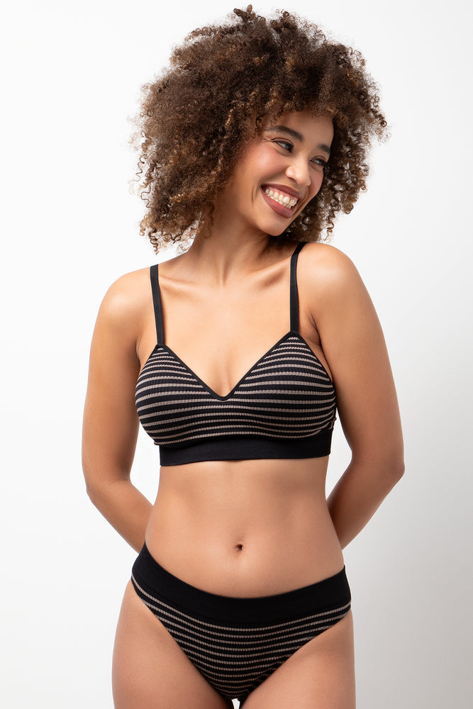 2 Pack Seamfree Bralette Black And Natural