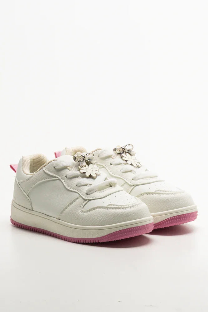 Flower Charm Sneakers White