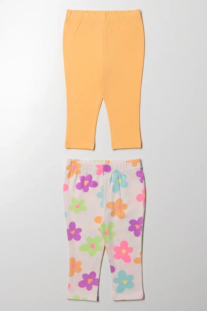 2 Pack Leggings Orange And White