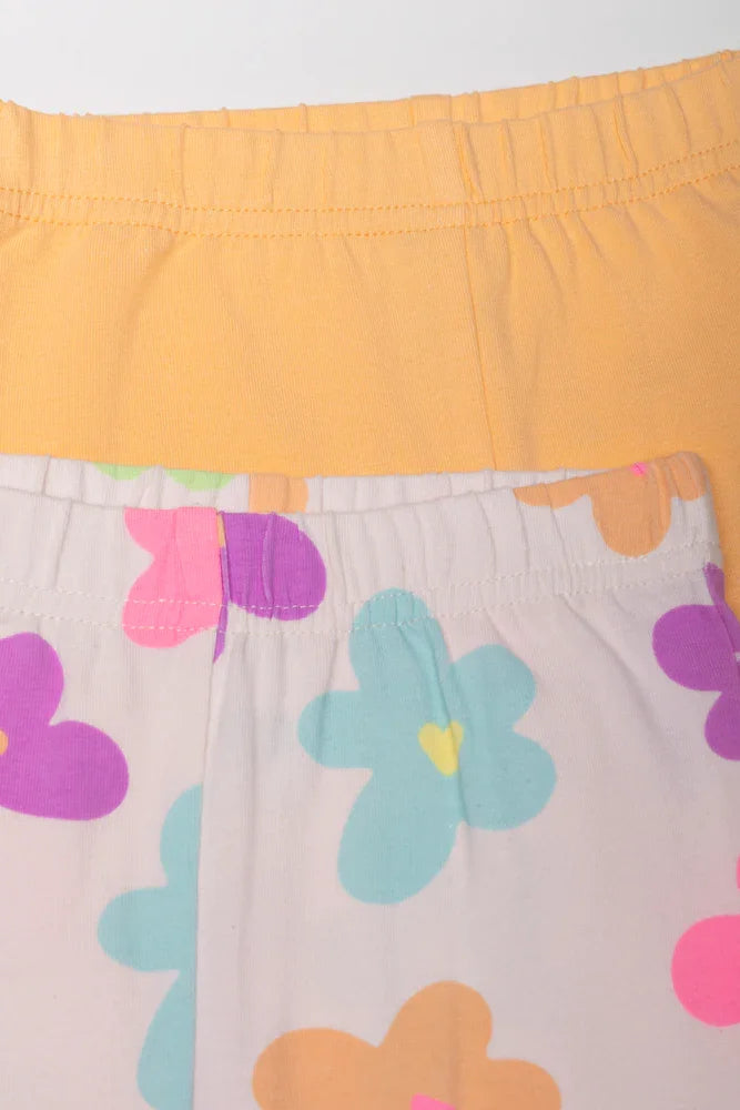 2 Pack Leggings Orange And White