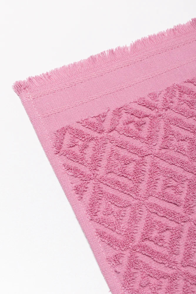 Textured Fringed Guest Towel Pink