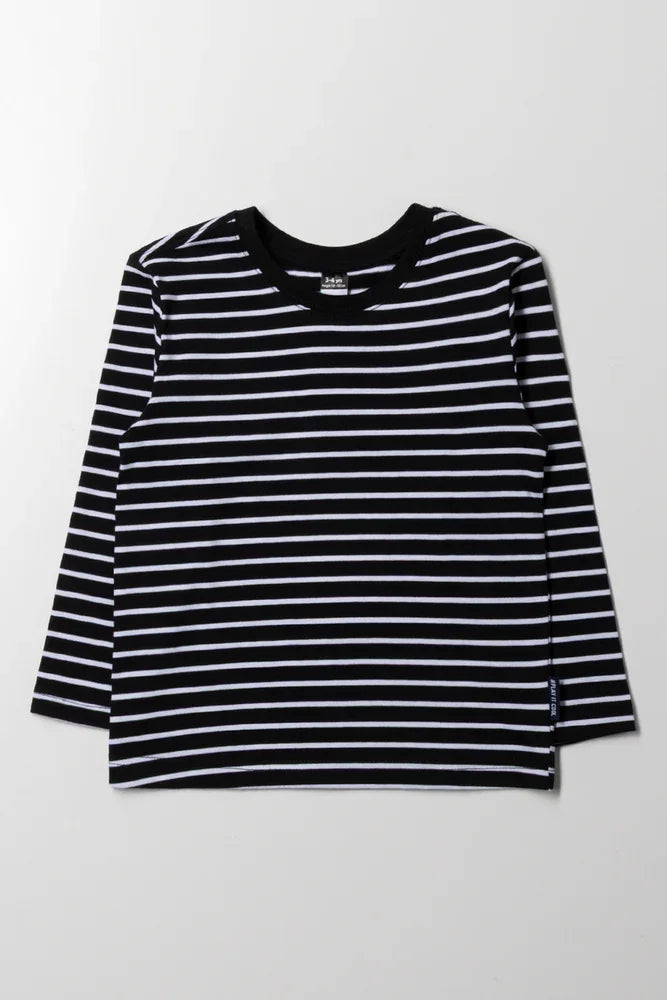 Long Sleeve Stripe T-Shirt Black And White