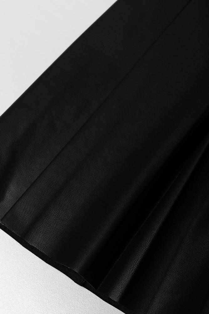 Pleated PU Skirt Black