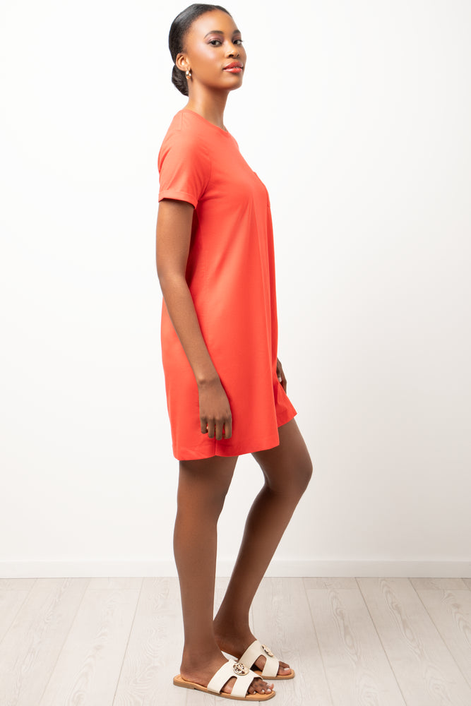 Short Sleeve T-Shirt Dress Orange (1)