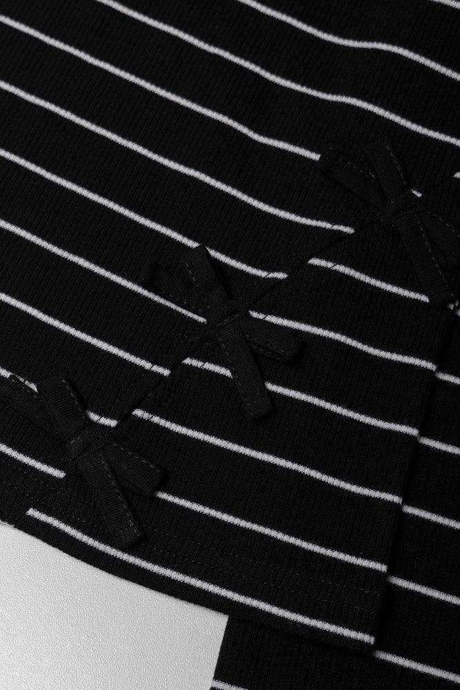 Bow Long Sleeve Top Black And White