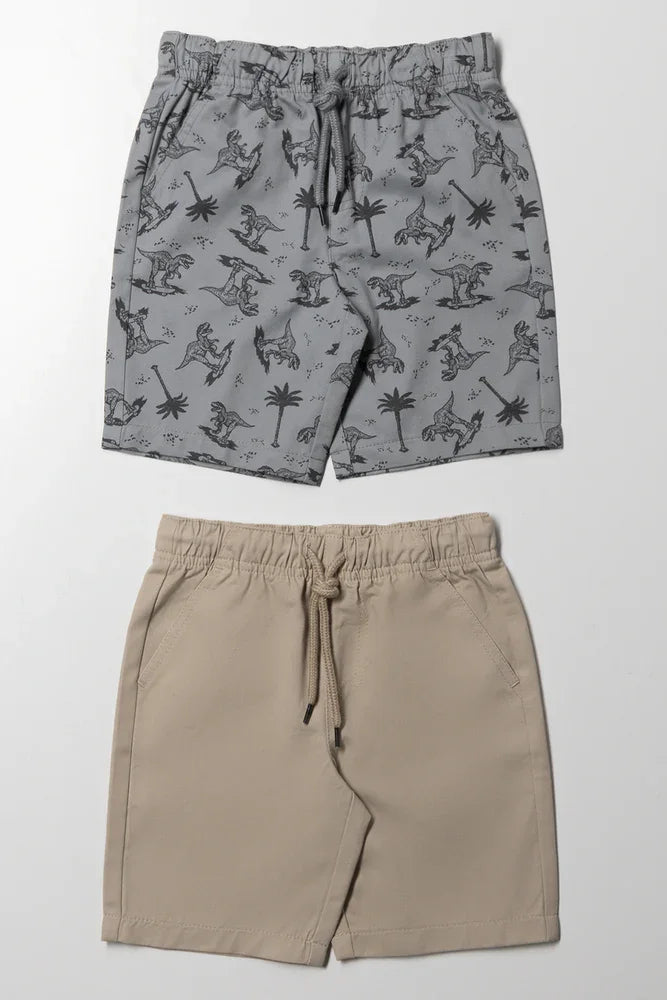 2 Pack Shorts Grey And Natural