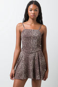 Animal Crinkle Textured Dress Brown