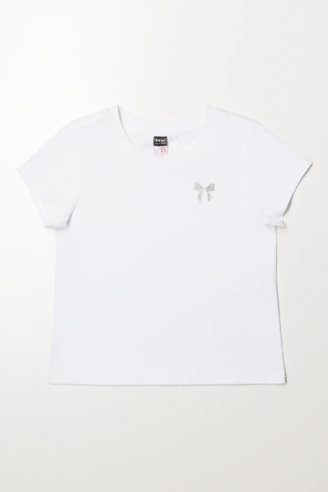 Short Sleeve Bow T-Shirt White