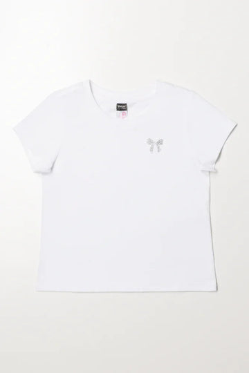 Short Sleeve Bow T-Shirt White