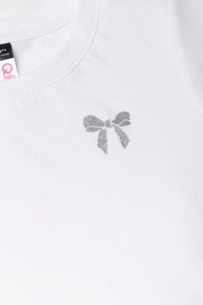 Short Sleeve Bow T-Shirt White