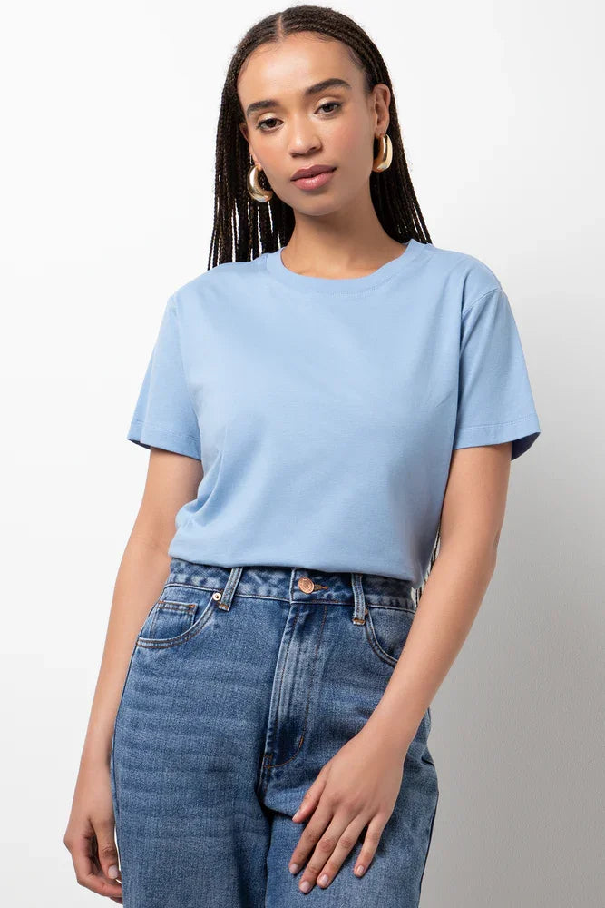 Crew Neck Short Sleeve Regular Fit T-Shirt Blue