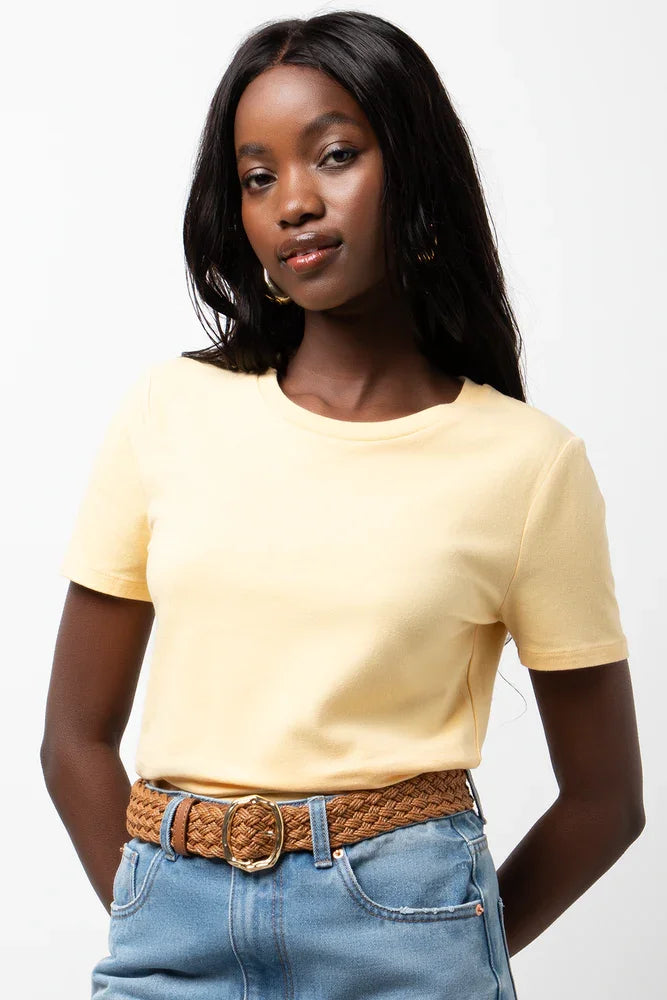 Crew Neck Short Sleeve Fitted T-Shirt Yellow
