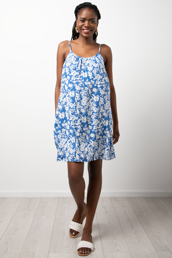Floral Strappy Dress Blue