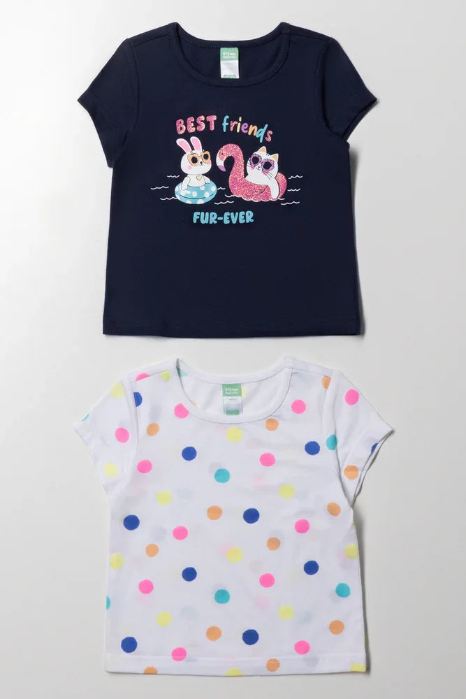 2 Pack T-Shirt Navy And White