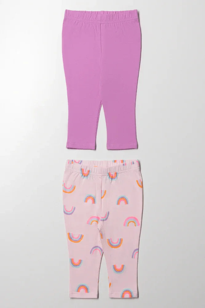 2 Pack Leggings Lilac And pink