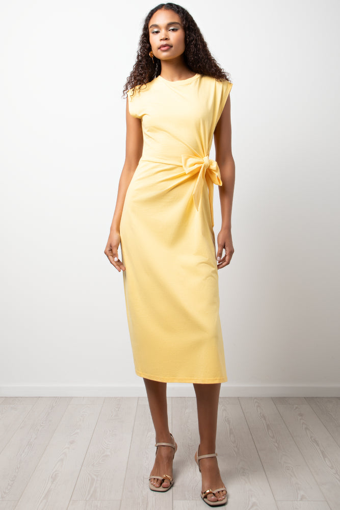 Midi T Shirt Dress With Knot Detail Yellow