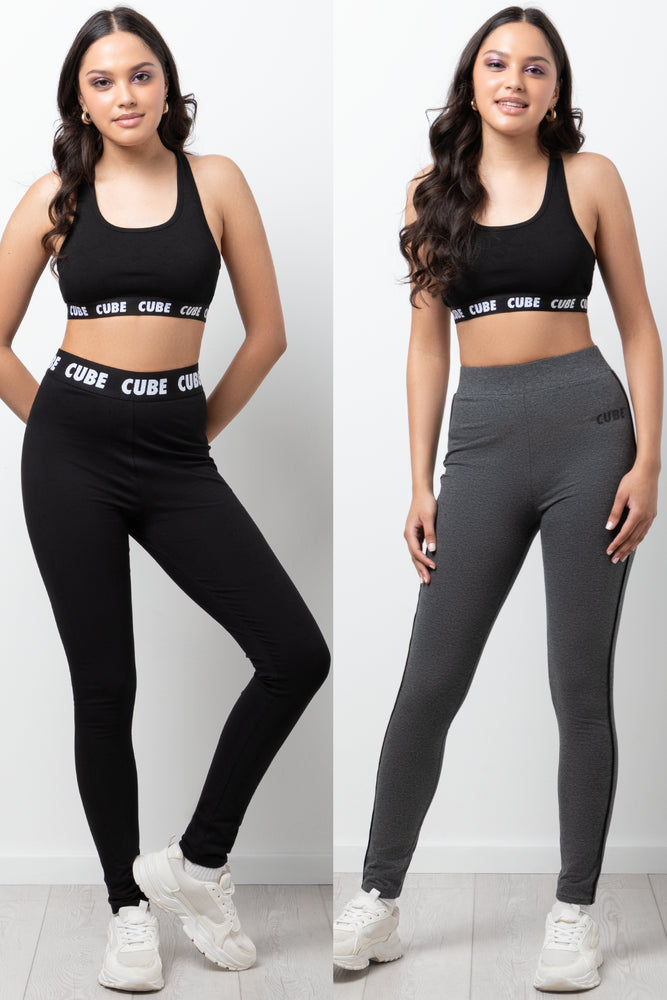 2 Pack Leggings Black & Charcoal