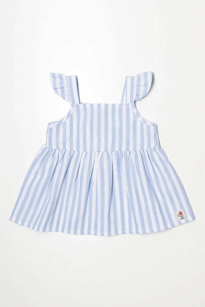 Peplum Frill Strap Top Blue