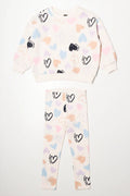 Hearts Crew Neck Top And Leggings Set
