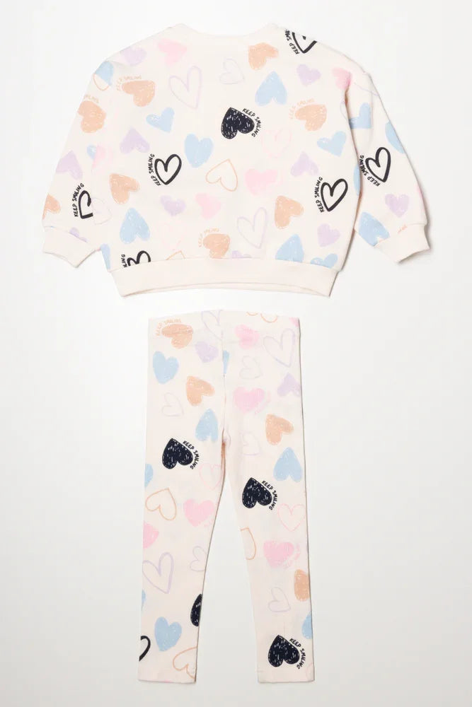Hearts Crew Neck Top And Leggings Set (3)