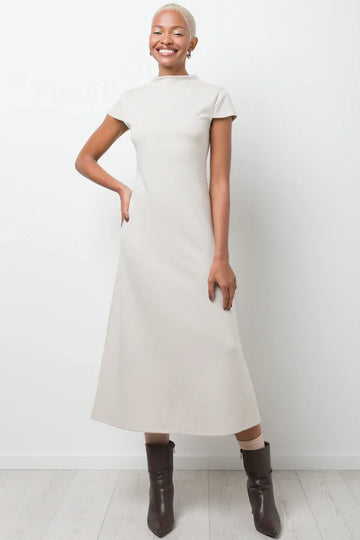 Cap Sleeve Fit And Flare Dress Natural