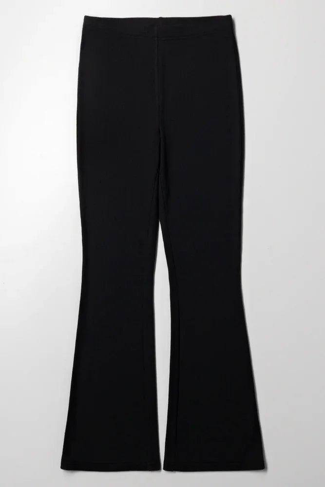 Rib Flare Leggings Dark Grey