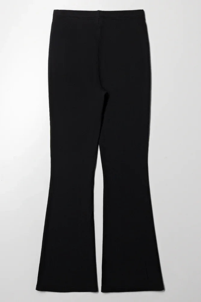 Rib Flare Leggings Dark Grey (2)