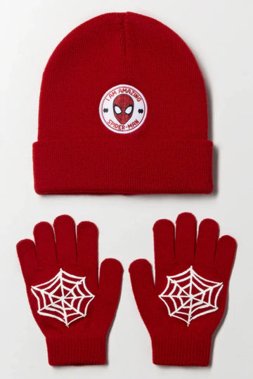 Spider-Man 2 Piece Beanie Set Red