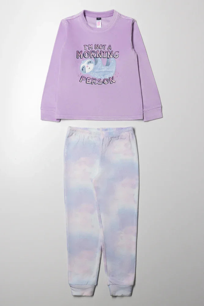Sloth Pyjama Set Lilac