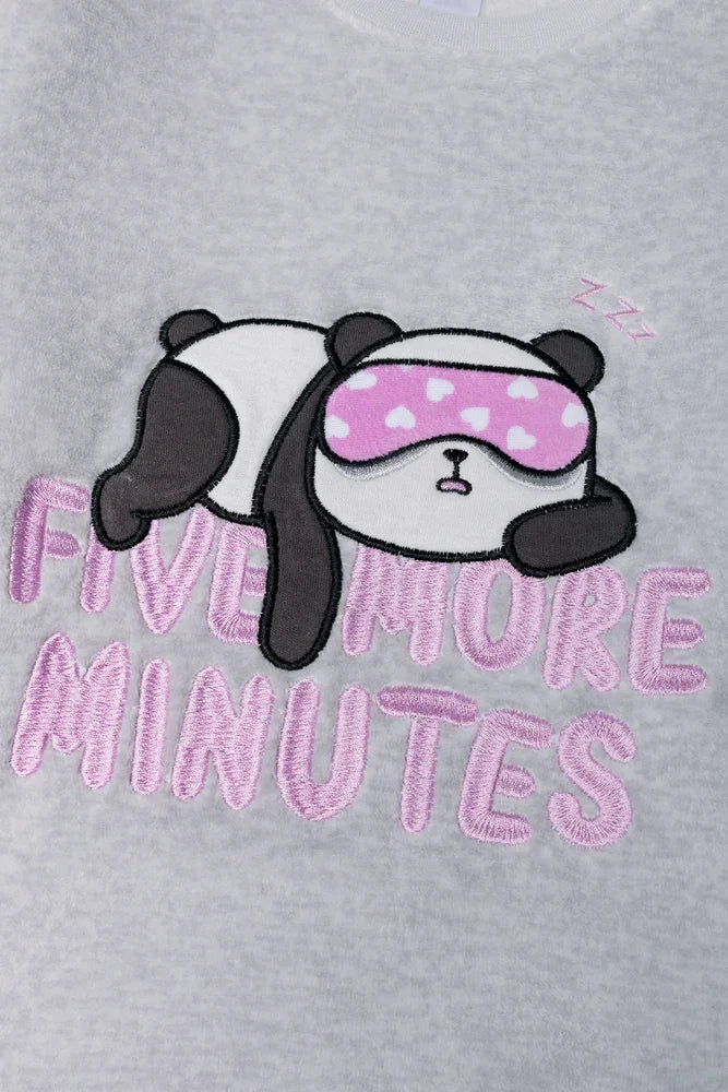Five More Minutes Fleece Pyjama Set Grey