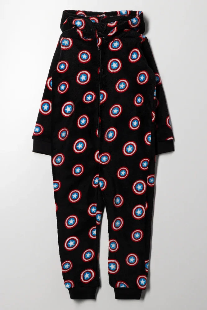 Captain America Fleece Onesie Black