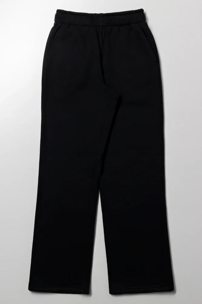 Straight Leg Trackpants Black