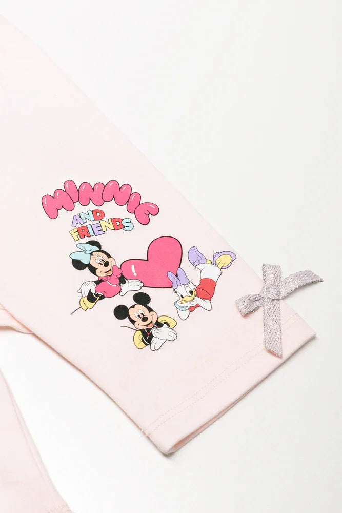 Minnie Mouse And Friends 2 Pack Cropped Leggings Red And Light Pink