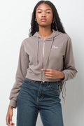 Cropped Zip Through Hooded Tracktop Natural